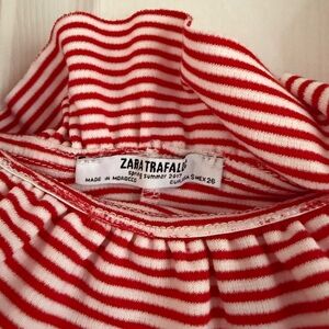 Zara Trafaluc Red and White Striped Top